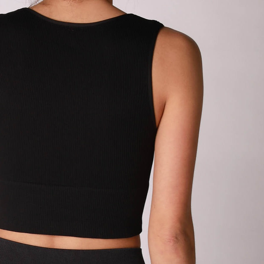 Black V-Neck Crop Top - JBody